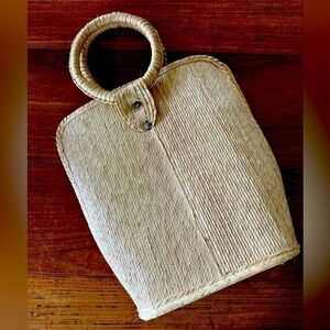 Straw Tote Beach Bag with Circle Handle